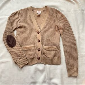 Tan Cardigan with Elbow Patches